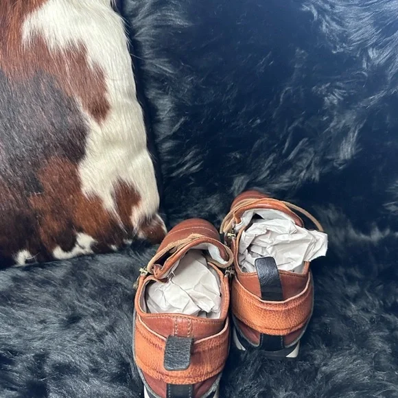 A.S.98 cognac leather tennis shoes - Picture 3 of 5